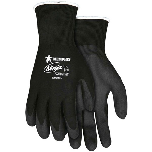 Mcr Safety MCR Safety Ninja HPT PVC Coated Nylon Gloves, 15 Gauge, Large, Black N9699L